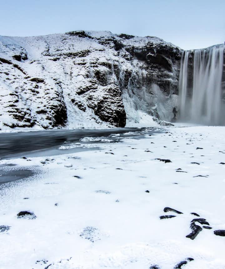 Skógafoss in winter south shore Iceland