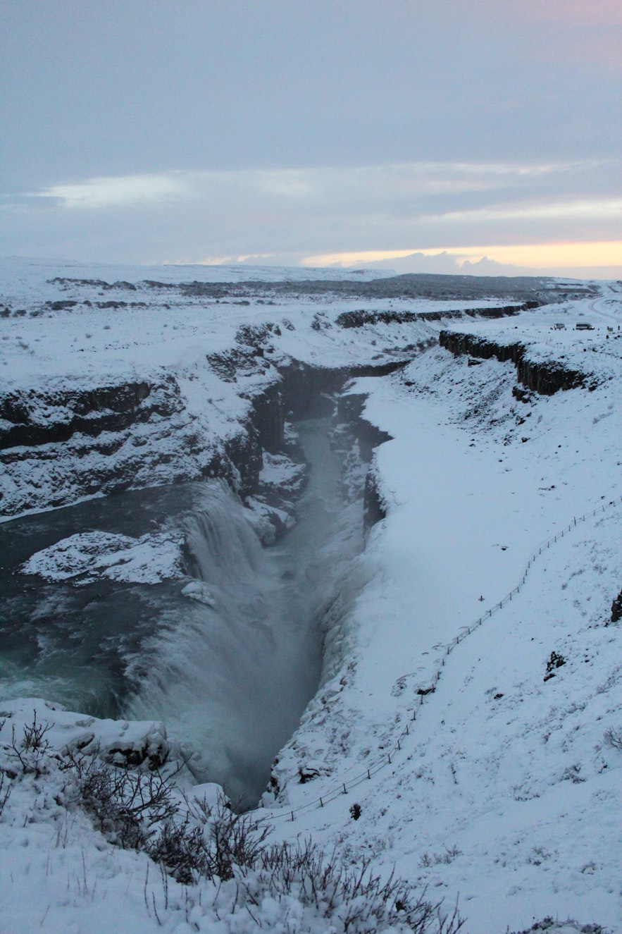 Winter view over Gullfoss, south Iceland