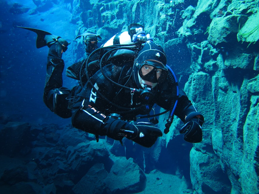 Dry suit diving in Iceland