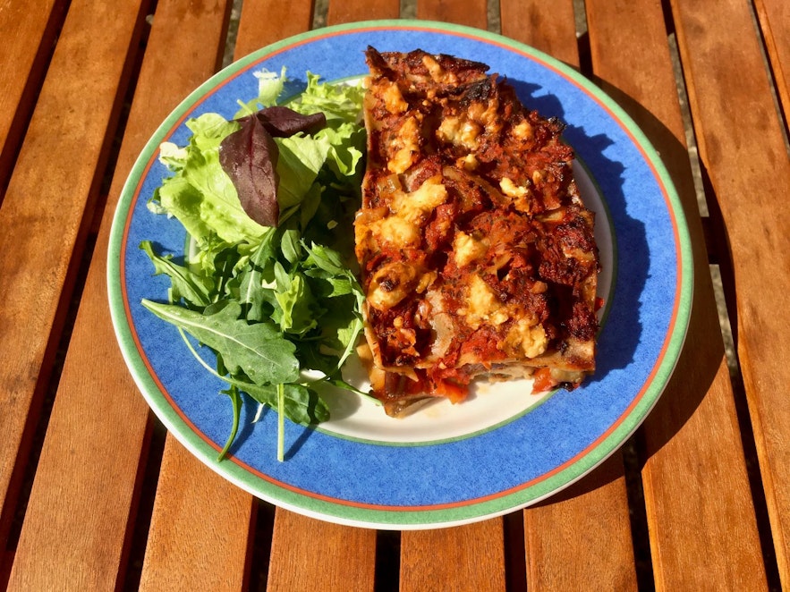 Vegetarian Lasagna at Kaffihusid Gardurinn in Reykjavik