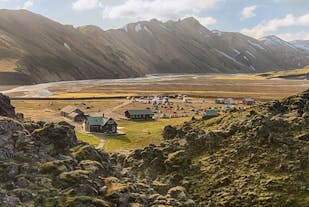 Find serenity amidst nature at the Landmannalaugar campsite, surrounded by stunning landscapes.