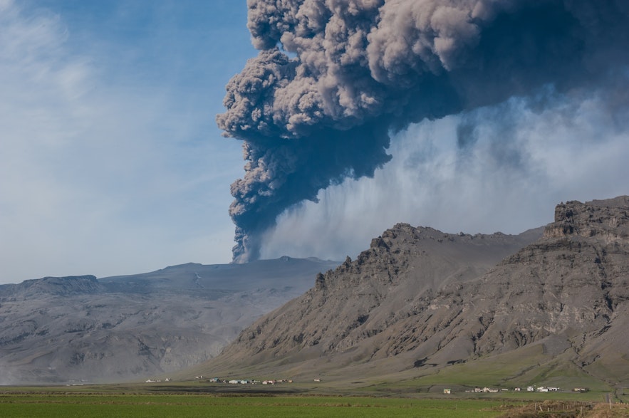 A plume of ash rising from Eyjafjallajokull.