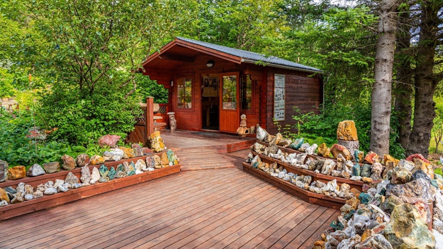 Petras stone and mineral collection takes over her whole garden in Stodvarfjordur 