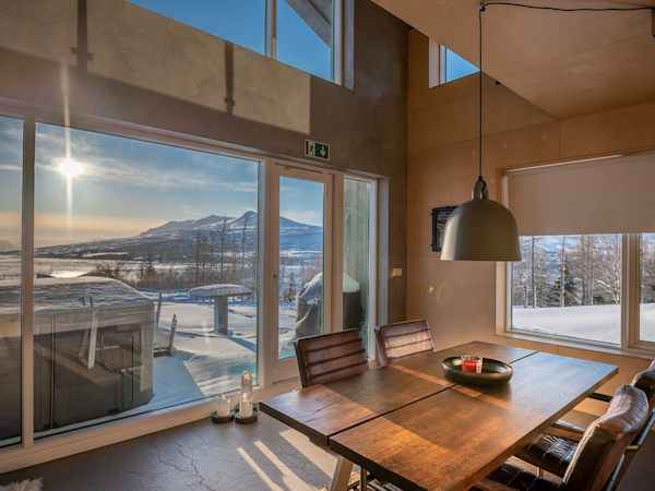 Every view is a masterpiece through our expansive windows of Viking Cottages and Apartments.