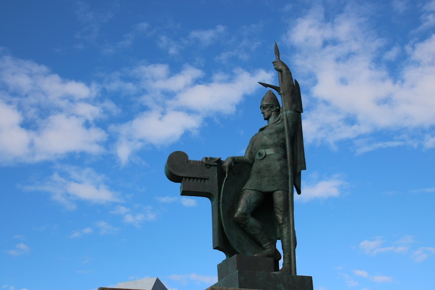 A statue of Ingolfur Arnarson, Iceland's first settler, on Arnarholl, Reykjavik.