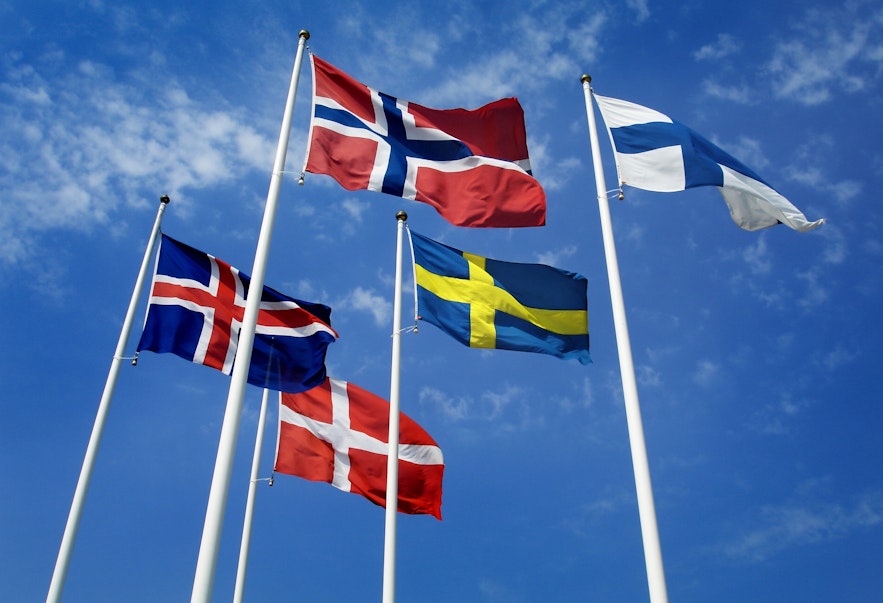 The flags of the Nordic countries.