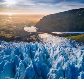 Behold the awe-inspiring Vatnajokull Glacier, Europe's largest ice cap, dominating the Southeast Icelandic landscape.