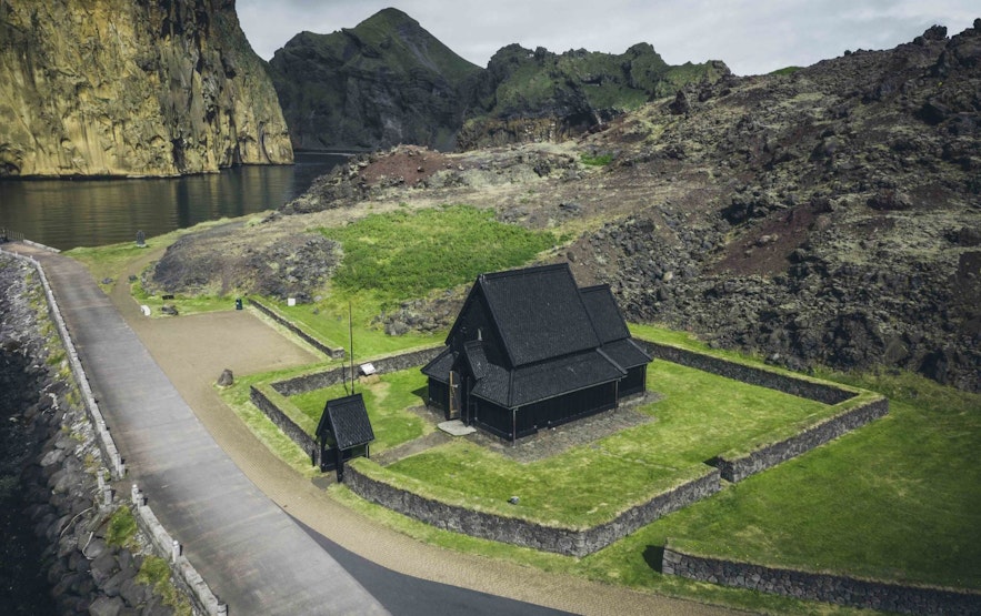 The Stave Church, or Stafkirkja, in the Westman Islands is unique in Iceland