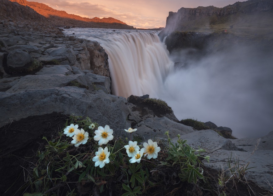 The powerful Dettifoss waterfall looks great in April