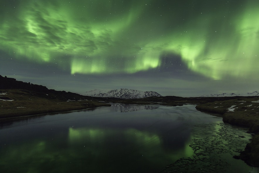 The northern lights appear in full force during the month of October in Iceland