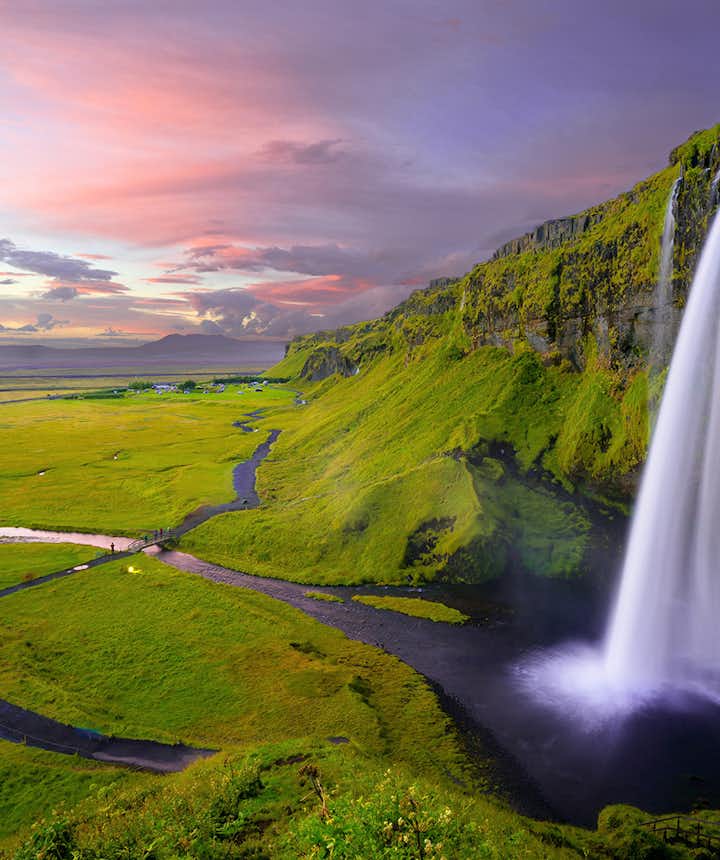Seljalandsfoss waterfall on Iceland's south coast is a beautiful natural wonder