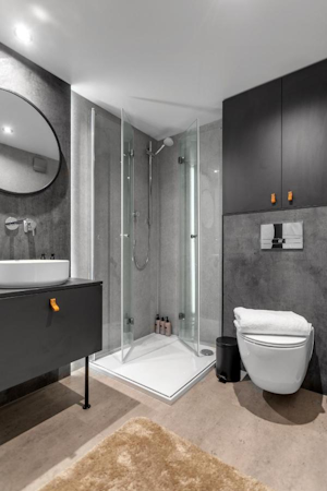 Golden Circle Domes' private bathroom has standalone shower and wash basin.