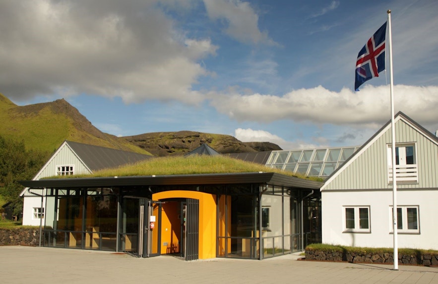The modern entrance to the Skogar Museum draws inspiration from historic Icelandic buildings