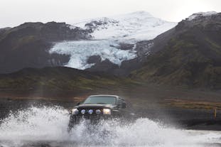 A super jeep in Iceland exploring the Eyjafjallajokull glacier volcano.