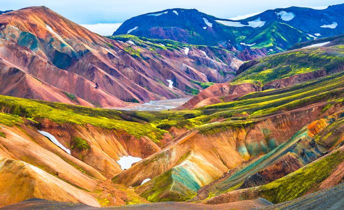 The colorful mountains of Landmannalaugar in the Highlands of Iceland.