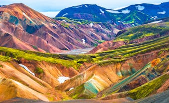 The colorful mountains of Landmannalaugar in the Highlands of Iceland.