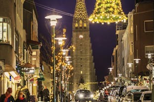 Feel the warmth of the Holidays as you stroll the festive streets of Reykjavik.