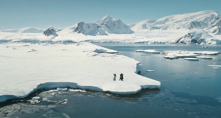 Jokulsarlon glacier lagoon as it appears in the movie Eurovision Song Contest:The Story of Fire Saga which was filmed in Iceland