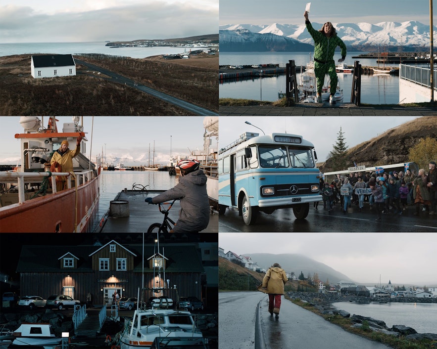 Shots of Husavik from the movie Eurovision Song Contest: The Story of Fire Saga which was shot in Iceland