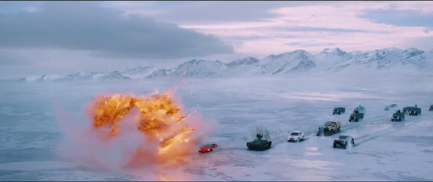 Epicka scena pościgu na zamarzniętym jeziorze Myvatn w północnej Islandii.
