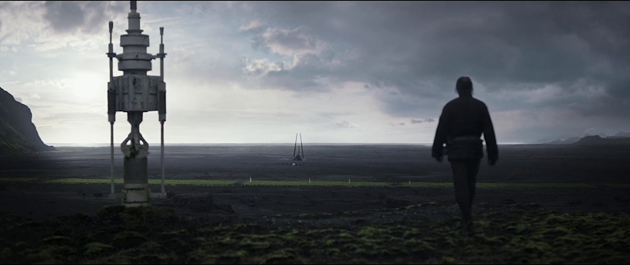 Mads Mikkelsen looks on over Myrdalssandur beach in Iceland in the movie Rogue One