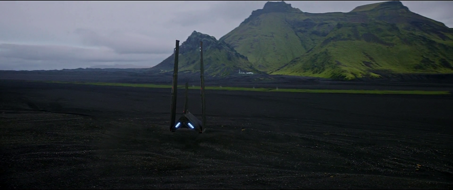 Iceland in Rogue One, with the mountains Hjorleifshofdi and Hafursey in the background.