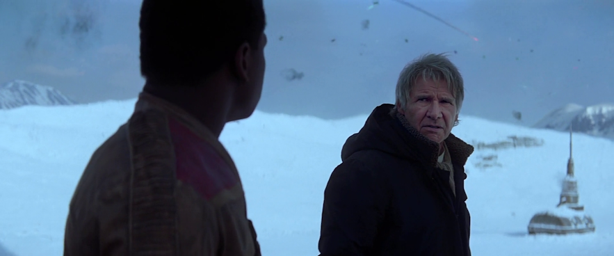 Harrison Ford, wie er in Star Wars: The Force Awakens auftritt, teilweise in Island gedreht