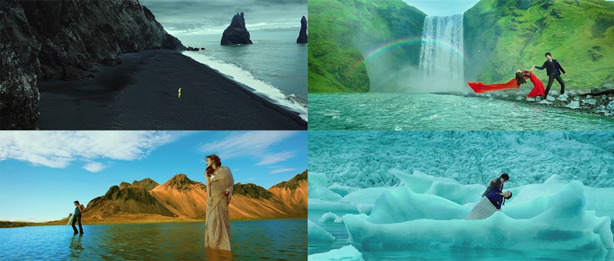 아이슬란드에서 촬영된 인도 영화 '딜왈레'의 다양한 장면