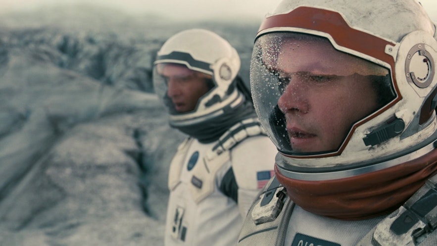 Matt Damon and Matthew McConaughey in the movie Interstellar, shot in Iceland