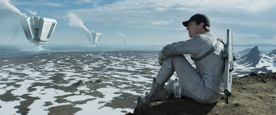 Tom Cruise in the movie Oblivion, shot in Iceland