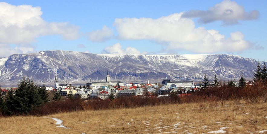 The Esjan mountain is an iconic sight in Reykjavik