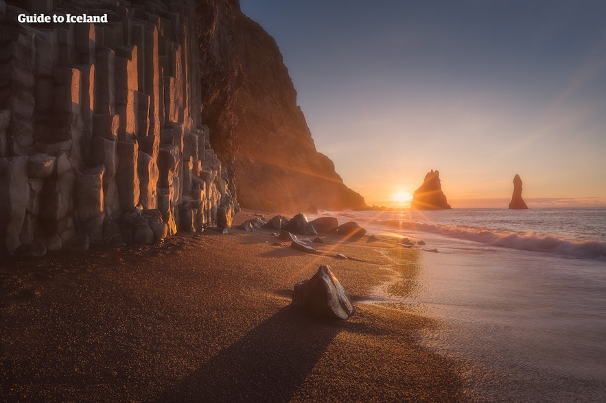 Reynisfjara black sand beach on a calm day can still be dangerous! Even so, it is still one of the most popular attractions in Iceland