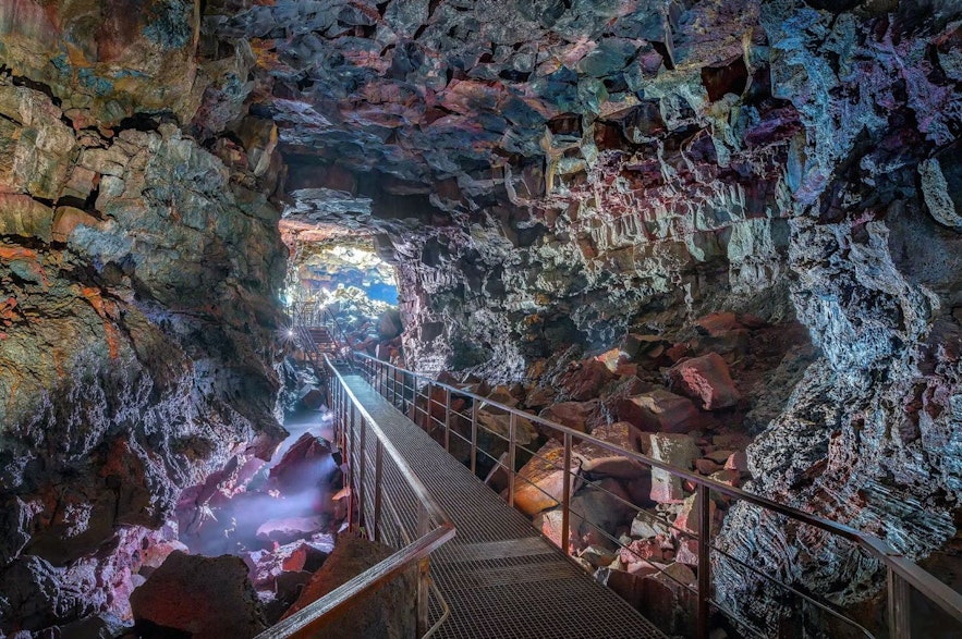 The Raufarholshellir lava tunnel is very accessible
