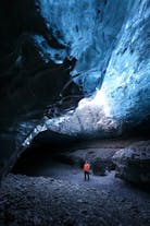 Various glacial formations in different shapes and sizes welcome guests of the ice cave.