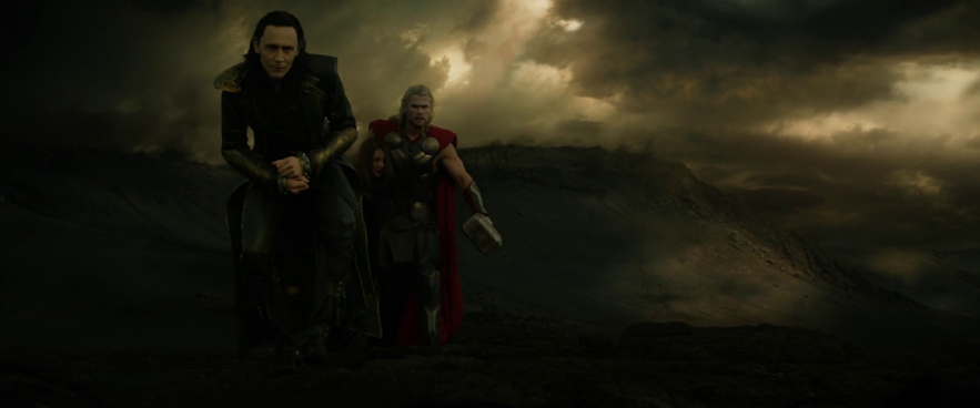 Chris Hemsworth, Tom Middleton and Natalie Portman as they appear in Thor: The Dark World, shot in Iceland