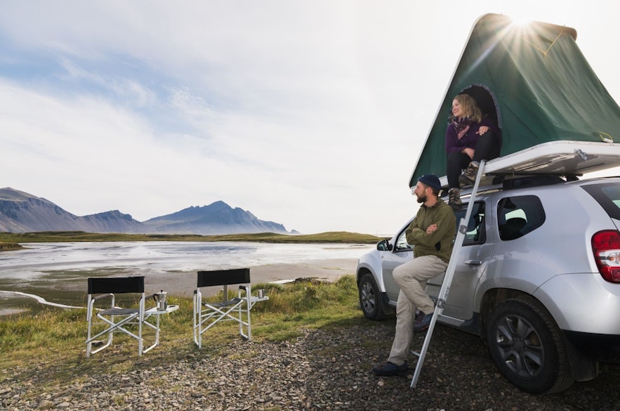 Rental cars with a roof top tent are fantastic for a wilderness adventure in Iceland