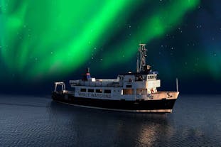 An image of the boat with spacious viewing decks for comfortable northern lights watching.