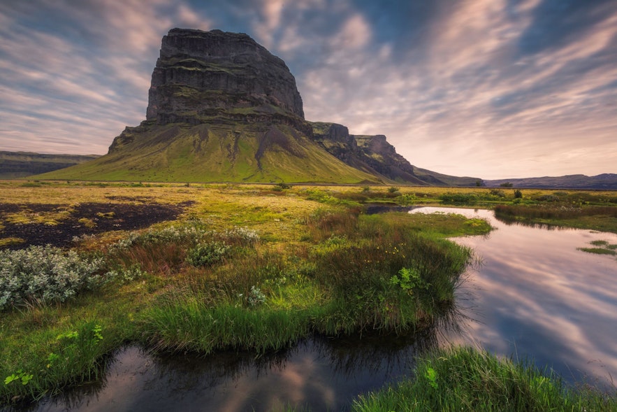 Lomagnupur is a towering mountain along the Ring Road in South Iceland