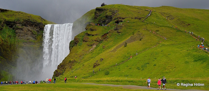 冰岛南部的斯科加瀑布徒步路线。