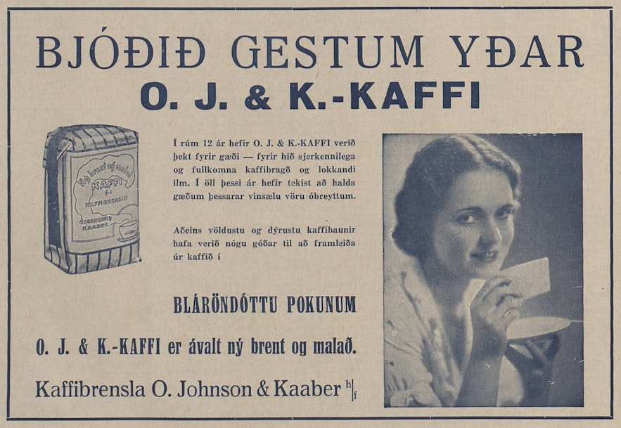 20世纪30年代冰岛O. Johnson & Kaaber咖啡的广告
