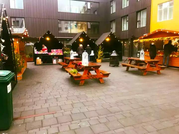 Hjartartorg square holds a Christmas market during the month of December in Iceland
