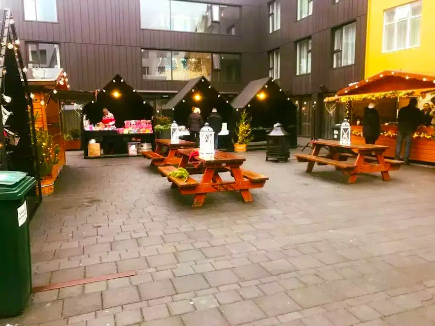 Hjartartorg square holds a Christmas market during the month of December in Iceland