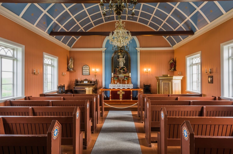 The interior of Strandarkirkja church is beautiful