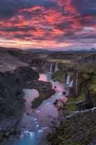 The Valley of Tears is a stunning row of waterfalls in a canyon, made extra breathtaking at sunset.