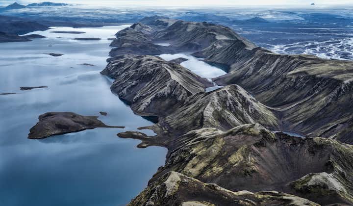 A top view of Langisjor lake in Iceland.