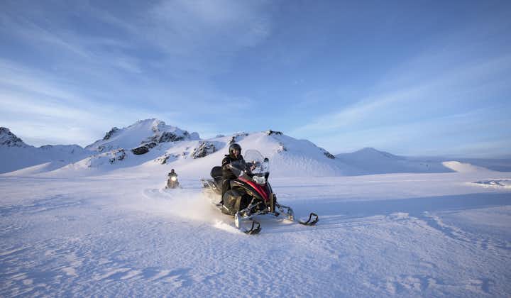 Exploring Langjokull glacier on a snowmobile is a unique experience.