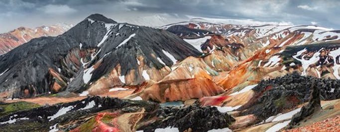 The stunning ryolite mountains of the Landmannalaugar hiking area in the Icelandic Highlands.