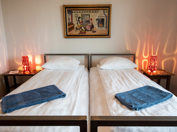 Sjavarborg Guesthouse is bright, airy, and provides guests with linens and towels.