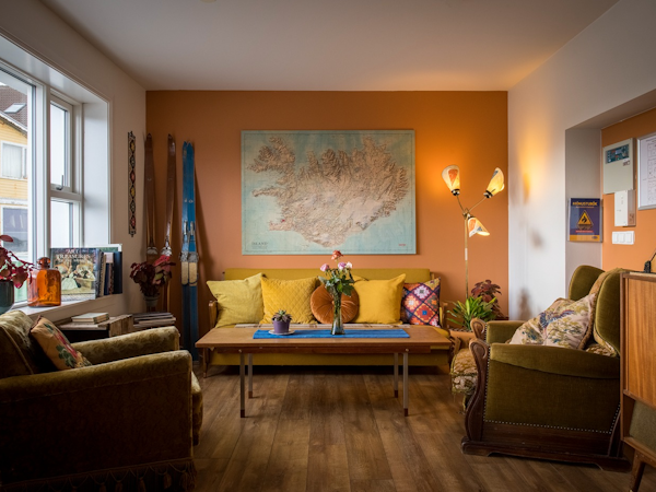 Sjavarborg Guesthouse has bright and colorful shared areas.