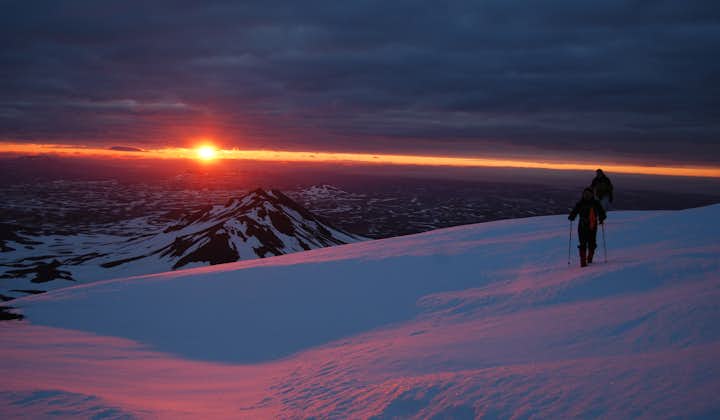 A marvellous view of the midnight sun over east Iceland from Mount Snæfell.